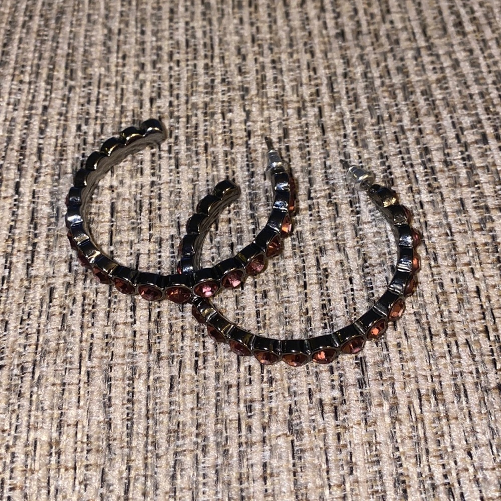 Vera Wang Purple Gemstone Hoop Earrings